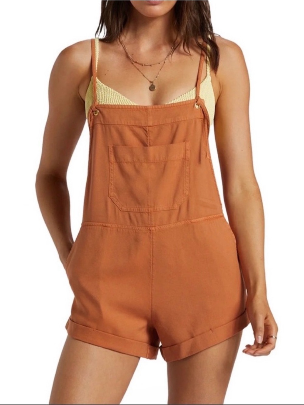Billabong Women's Rust Short Overalls